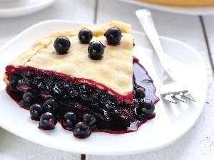 fork, currant, cake, plate, black