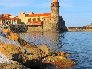 France, Stones, Houses, sea