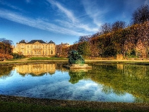 France, Paris, manor-house, Pond - car