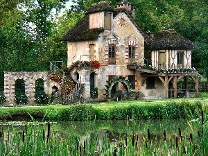 France, Skansen, Windmill, Pond - car