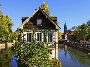 France, green, River, house