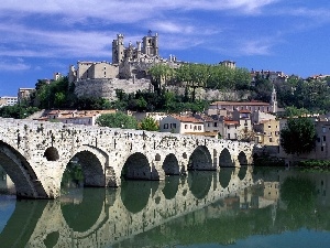 France, Town, River, bridge