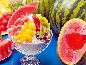 fruit, salad, watermelon, Coloured