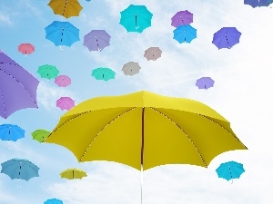 umbrellas, Funny, Sky