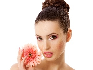 Gerbera, Colourfull Flowers, Women, make-up