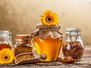 Propolis, gerberas, honey