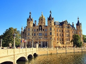 Germany, Schwerin, bridge, Castle