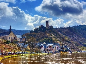 Germany, Bruttig Fankel, Mountains, Town