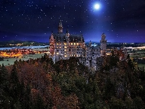 Germany, Night, Neuschwanstein Castle