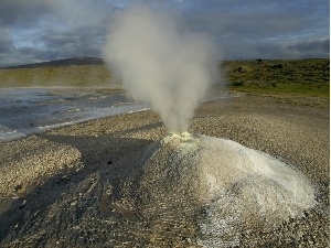 clouds, geyser, water