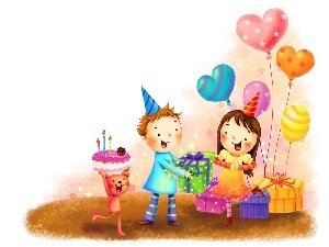 Cake, gifts, Balloons, Kids, birthday, Teddy Bear