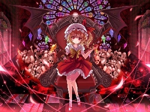 stained glass, the skull, girl, the throne