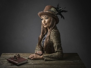 Glasses, Hat, Women, Book, mode