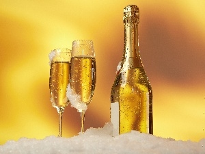 Bottle, glasses, Champagne