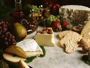 glasses, Wine, different, Fruits, Cheese