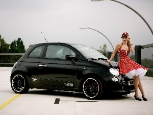 Glasses, Boots, Fiat 500, Skirt, girl