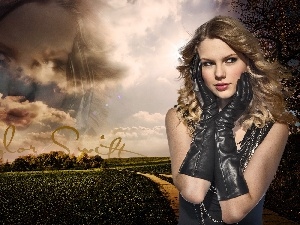 Gloves, clouds, Taylor Swift