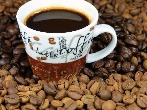 Cup, grains, coffee