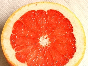 red grapefruit, half