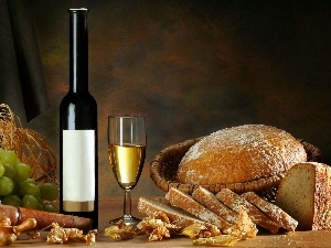 bread, Grapes, Wine