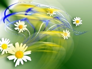 graphics, streaks, daisy, color