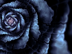graphics, Colourfull Flowers, blue, Fraktal, Black