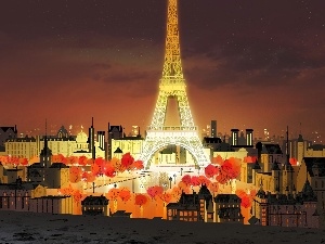Night, graphics, Paris