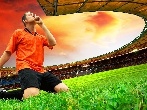 Stadium, grass, footballer