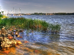 Stones, grass, River