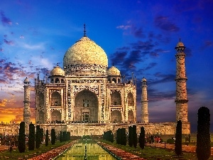 Great Sunsets, india, palace, @, Garden, Agra
