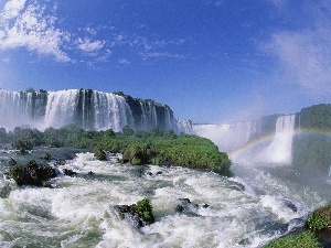 Great Rainbows, River, waterfall