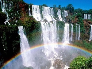 Great Rainbows, rocks, waterfall