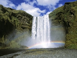 Great Rainbows, iceland, waterfall, skogafoss