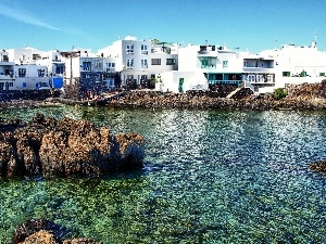 Greece, sea, Houses, rocks