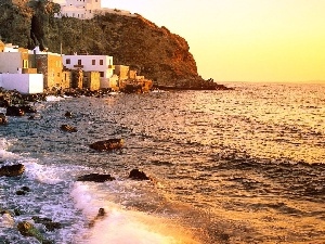 sea, Greece, Houses