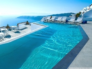 Greece, santorini, sea, Pool