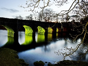 bridge, green, River