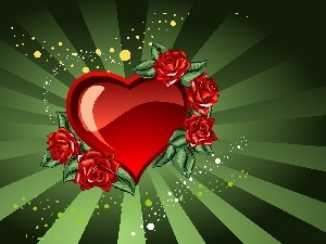 roses, green, Heart