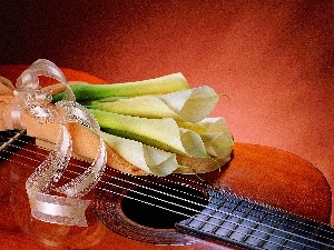 Guitar, Kali, bouquet, white