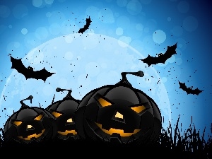 bats, halloween, pumpkin