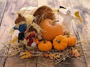 halloween, puppets, pumpkin, basket