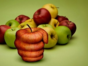 hand, apples
