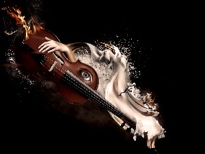 hand, girl, burning, eye, violin