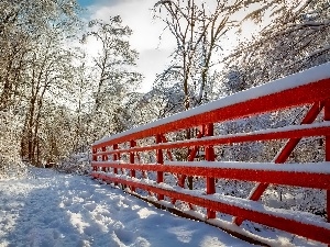 hand-rail, Icy, winter, bridge