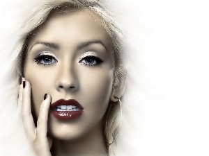 hand, make-up, Women, Christina Aguilera, face