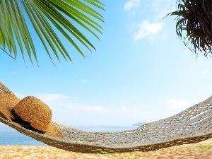 Hat, Hammock, sea, Beaches