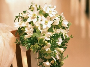 Hat, Chair, wedded, bouquet