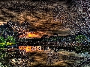 lake, HDR, clouds