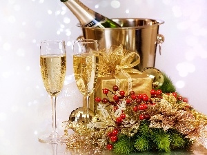 headdress, glasses, New Year, Champagne