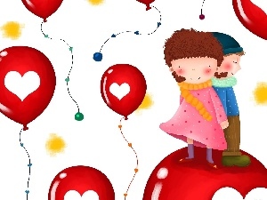 Balloons, heart, Kids